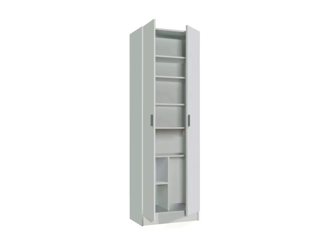 Armoire polyvalente Dimarc, Armoire auxiliaire avec 2 portes, Armoire à chaussures moderne, Étagère à chaussures verticale, 59x37h180 cm, Blanc