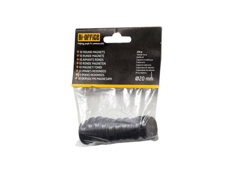 Bi-Office Haftmagnet Super Strong 20 mm Schwarz, 10 Stück Packung à 10 Stück