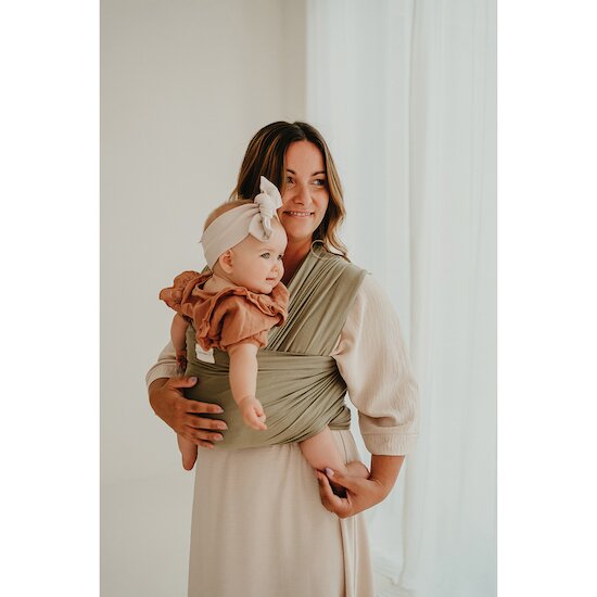 Écharpe de portage extensible Tricot-Slen bambou bio   Khaki        de               Babylonia