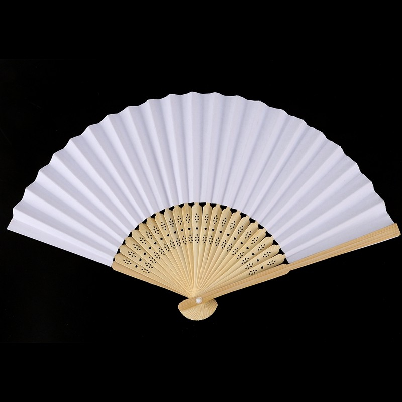 (10er Set) Papier Fächer Faltbare Hochzeit Deko Fächer Party Handfächer für Gäste - Weiss / Braun