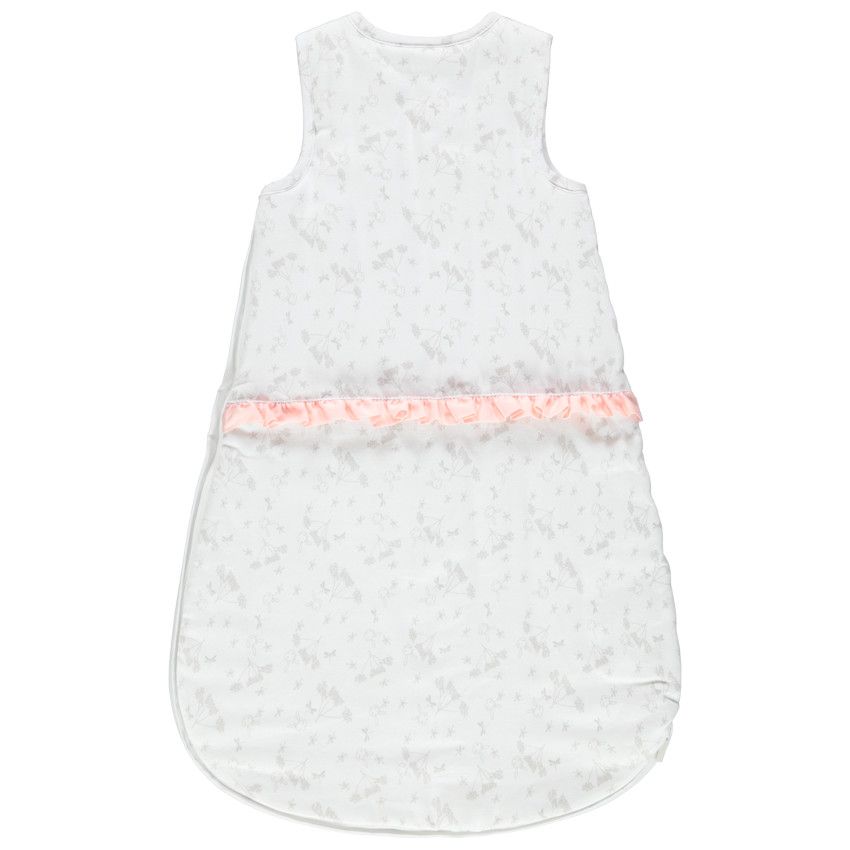 Turbulette sans manches imprimée all-over avec volant rose - Ecru