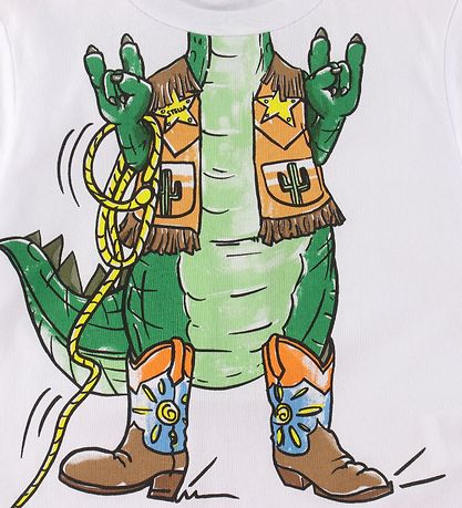 Stella McCartney Kids T-Shirt - Weiß m. Krokodil/Sheriff