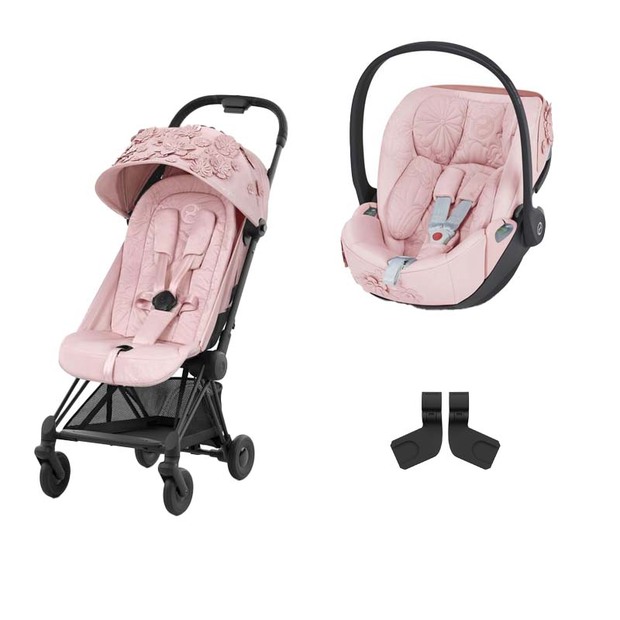 Poussette DUO Coya Matt Black + Cloud T Simply Flowers Pink - CYBEX