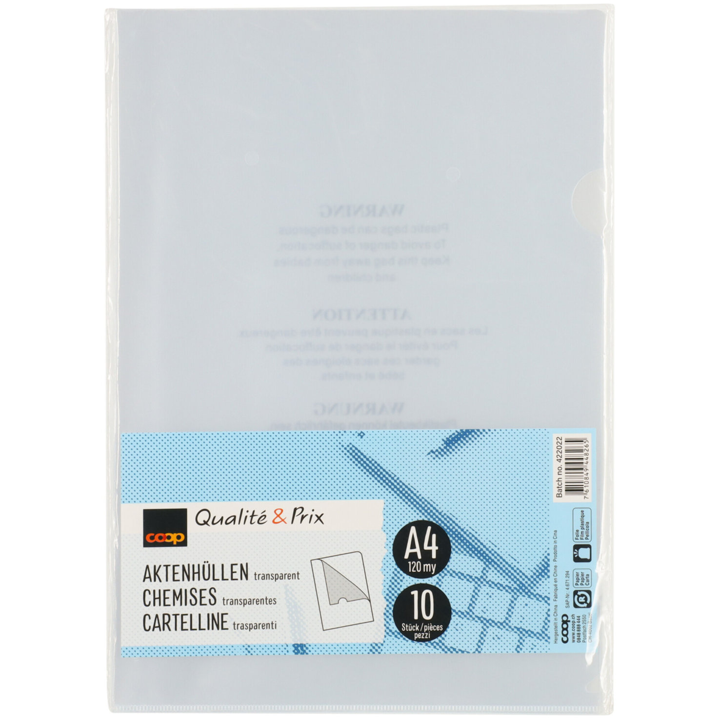 Qualité & Prix 10 Aktenhüllen A4 120my transparent