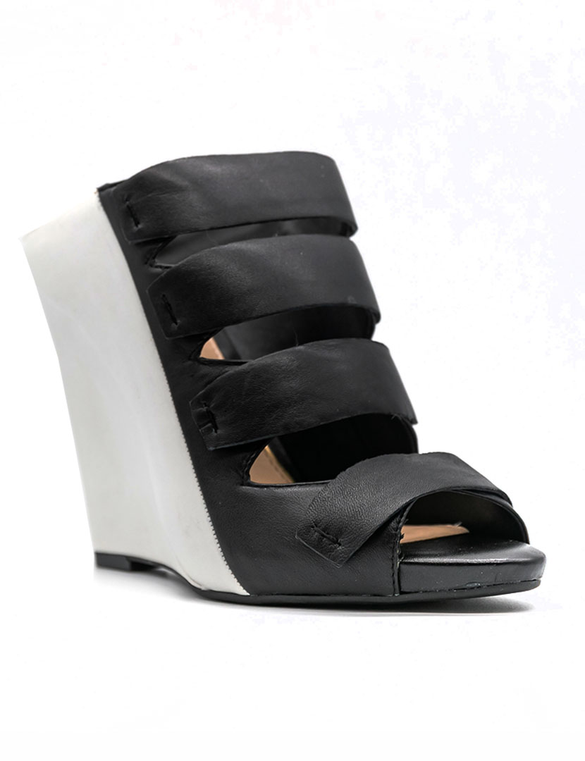 Marah Black and White Wedge Sandals