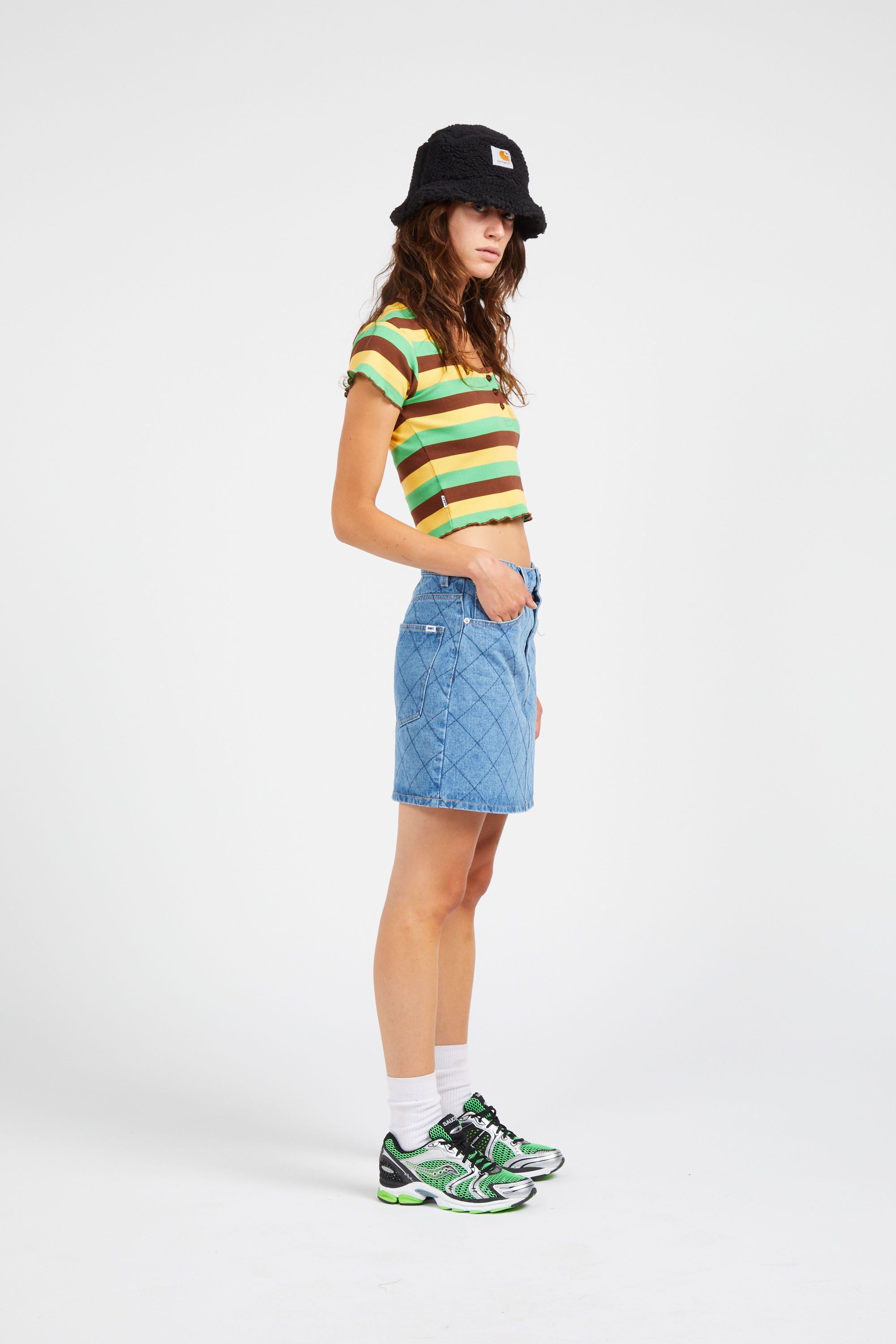 OBEY Jupe KALLIE DENIM LIN LIGHT IN Bleu