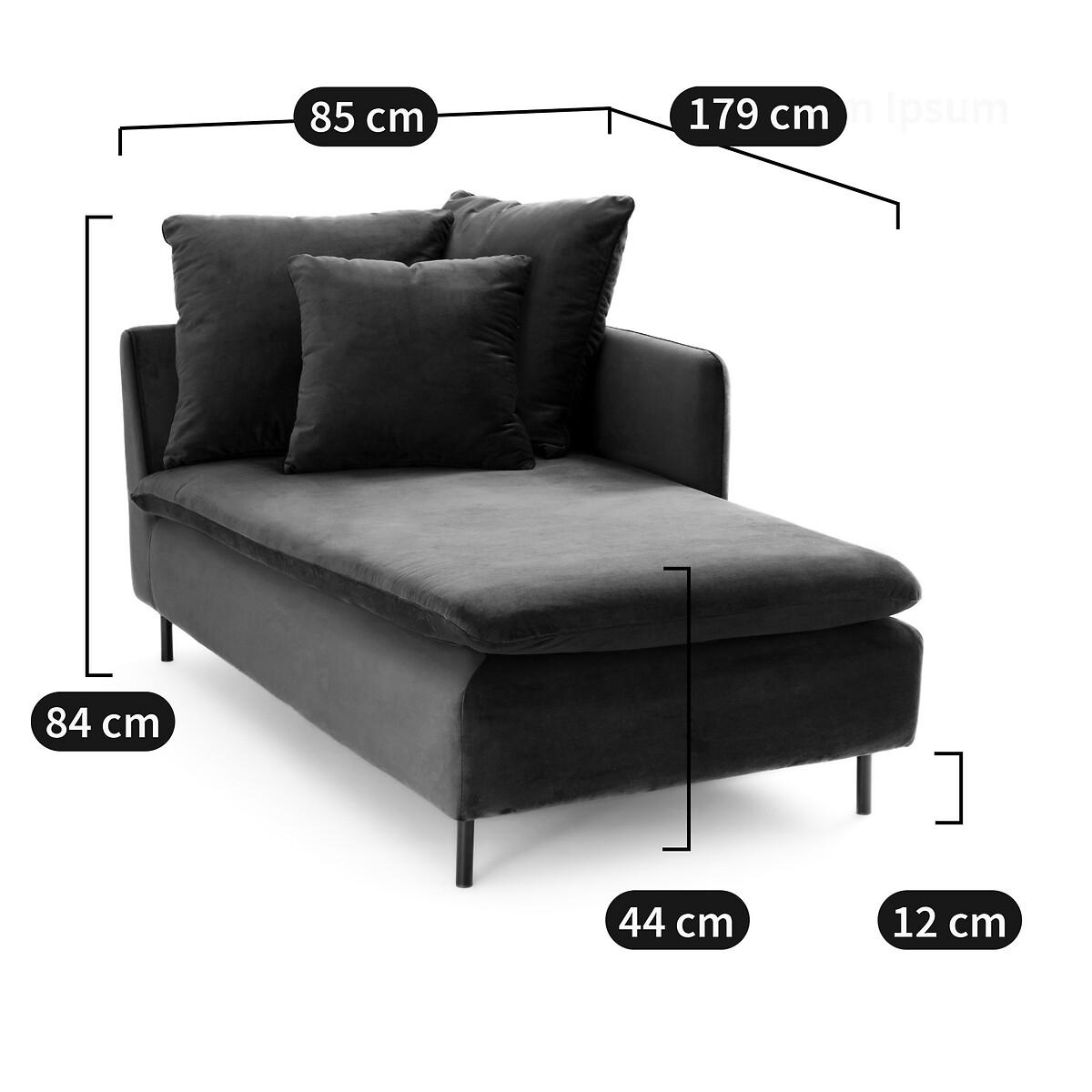 LA REDOUTE INTERIEURS<br>Cadeira longa, conversível, veludo D179 cm, Ivete