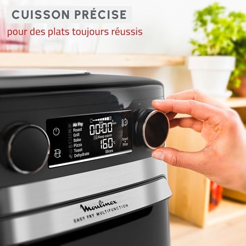 Moulinex Easy Fry air fryer, multicuiseur et four, 15 L, 9 programmes, friteuse sans huile, 3 niveaux de cuisson, compact, extra crisp, noir, AL556DF0, Acier Inoxydable : Cuisine et Maison