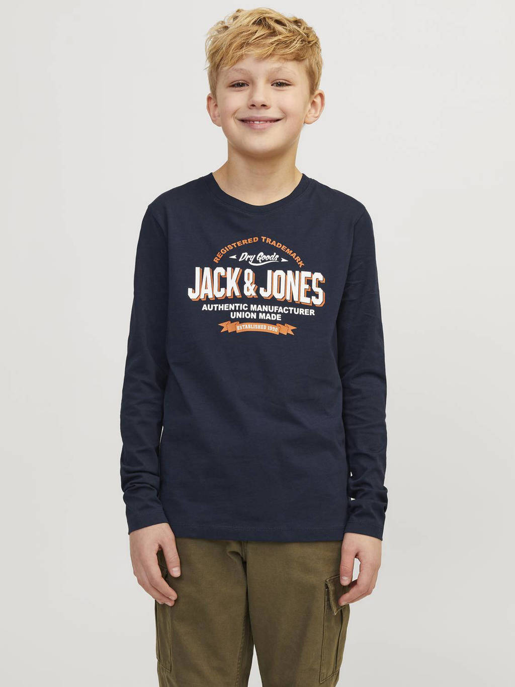 JACK & JONES longsleeve JJELOGO met logo wit