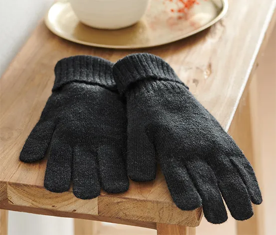 Strickhandschuhe mit Wolle, anthrazit