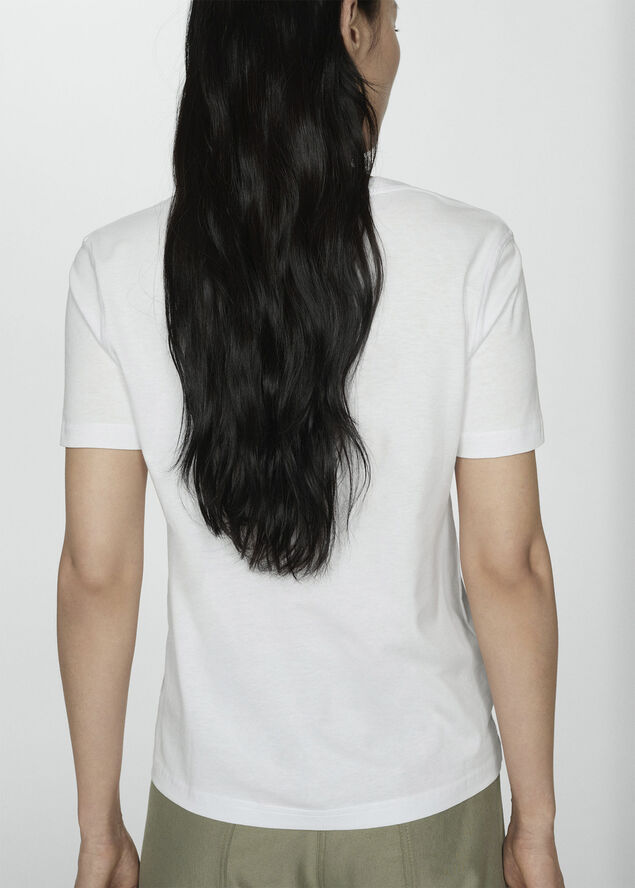 MANGO Short-sleeved cotton t-shirt White