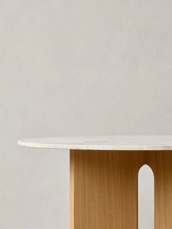 Audo Copenhagen Androgyne eettafel Ø120 naturel eiken, Kunis Breccia steen