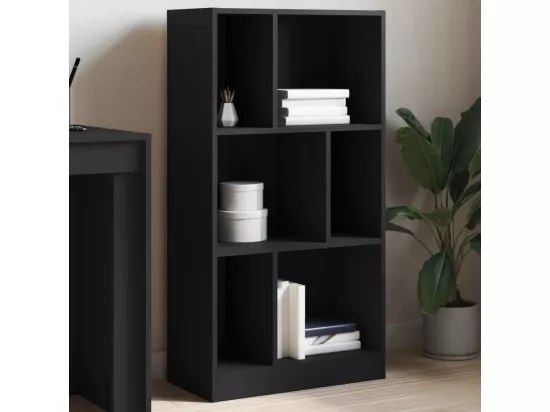 Bibliothèque noir 57x28,5x107,5 cm bois d'ingénierie