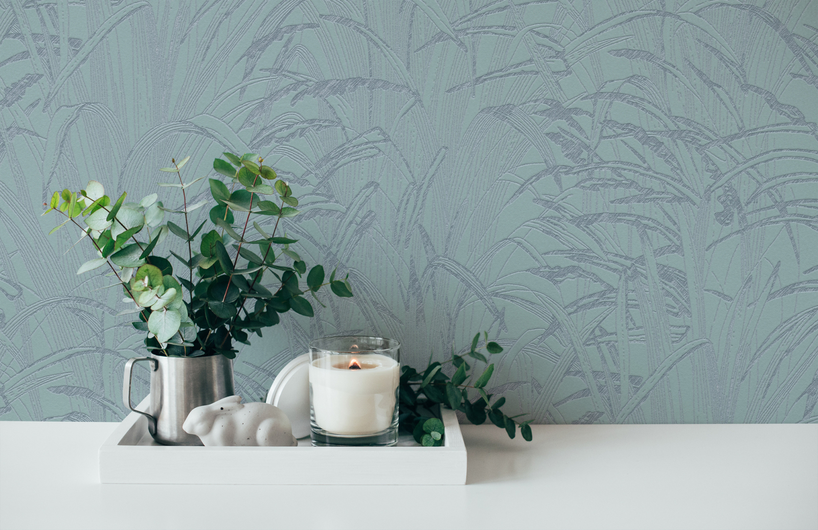 A.S. Creation Vliestapete - blau metallic - Pampasgras- 10 Meter