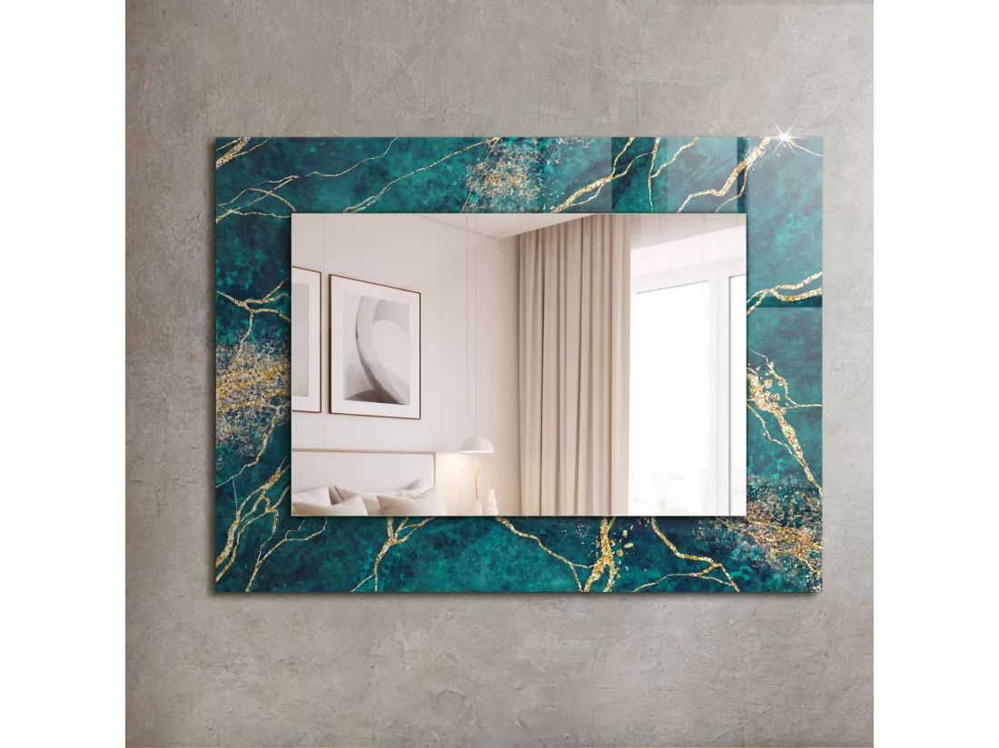 Miroir décoratif avec cadre Marbre vert 80 x 60 cm