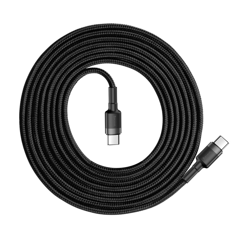 (2m) 60W USB C Nylon Ladekabel Fast Charge QC 3.0 Datenkabel - Schwarz