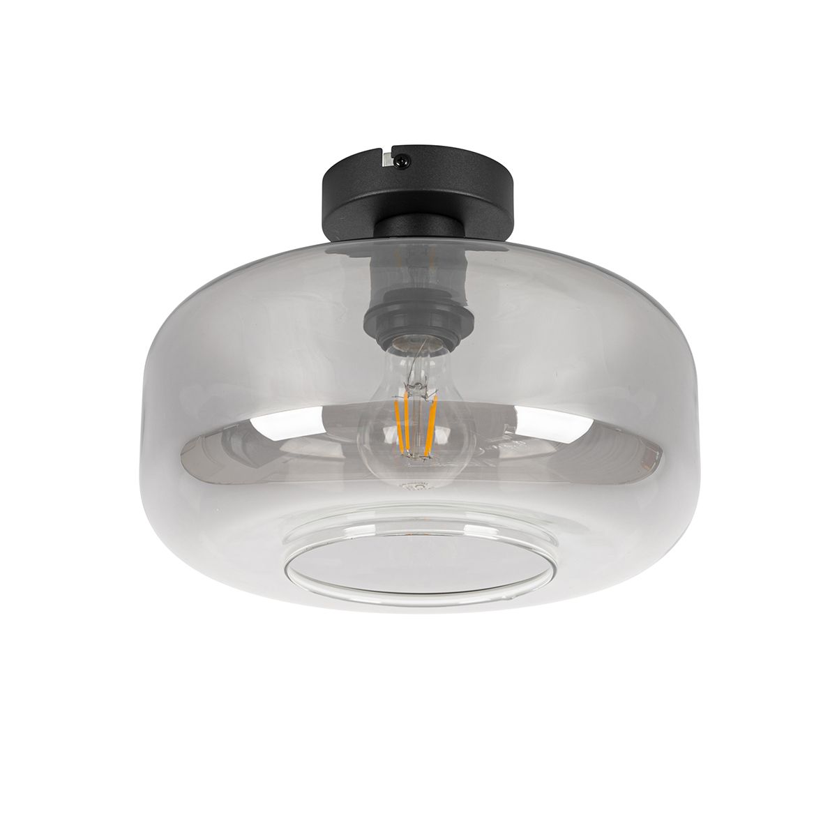 Smart plafondlamp zwart met smoke glas incl. Wifi A60 - Bizle