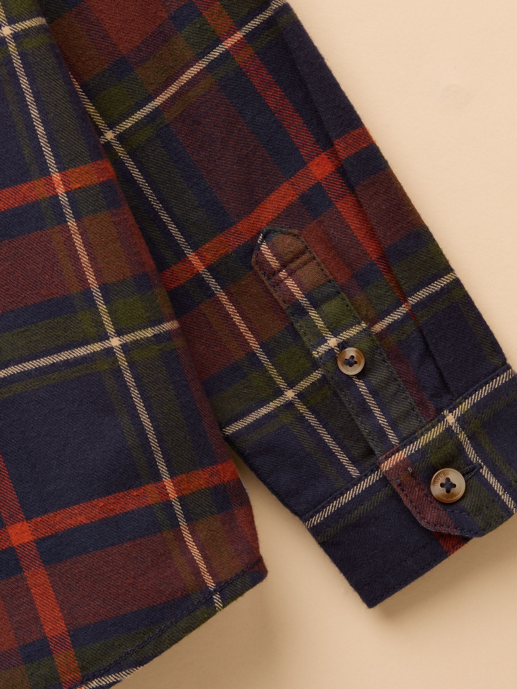 Marineblauw geruit - Joules Boys' Brushed Flannel Checked Shirt