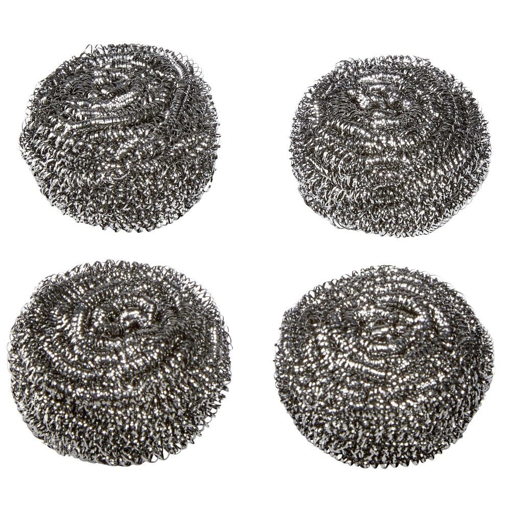 Tampon à récurer boule en inox x 4
