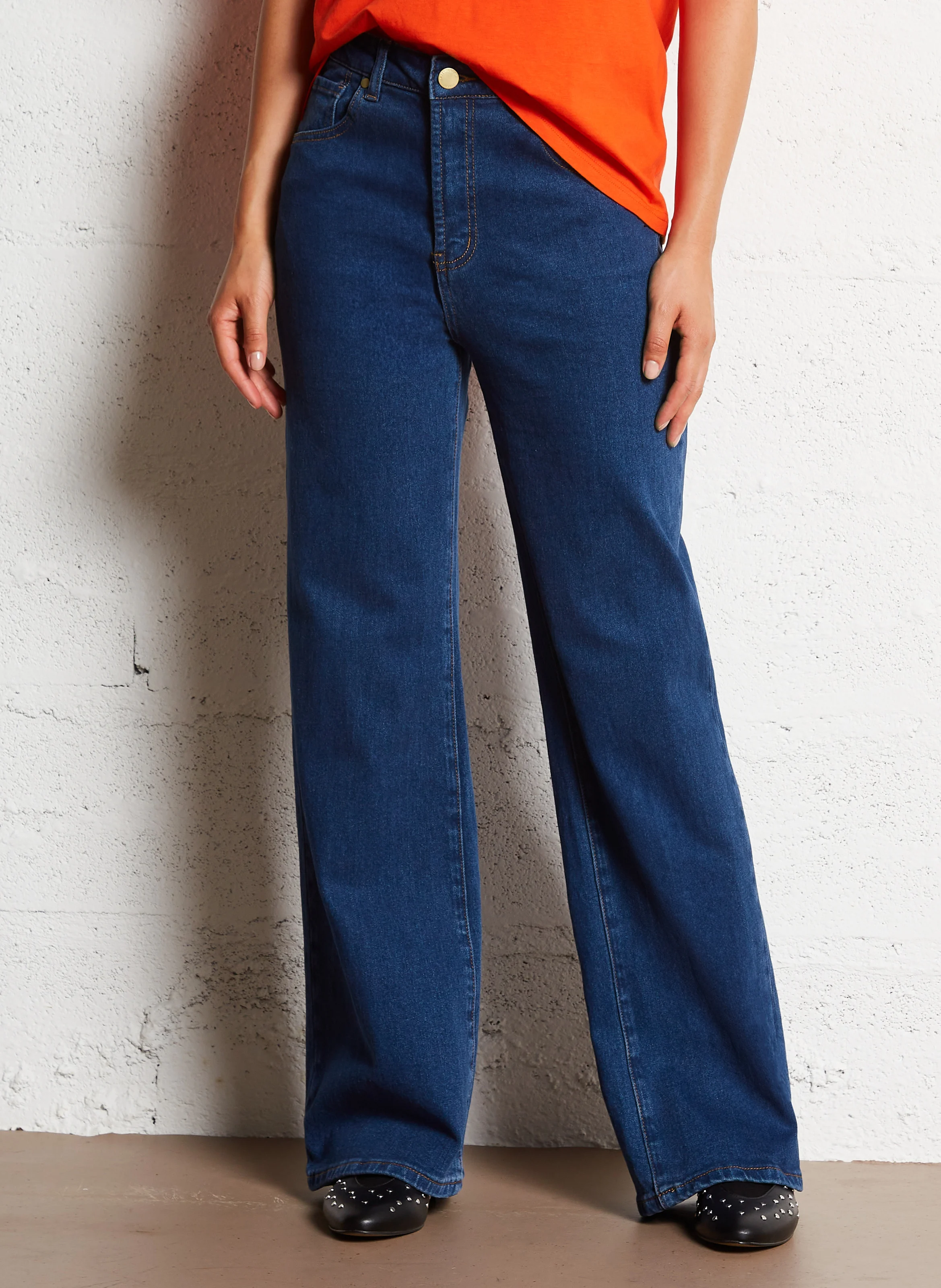 ZEPHYR - Jean large taille haute en coton mélangé | Jean brut