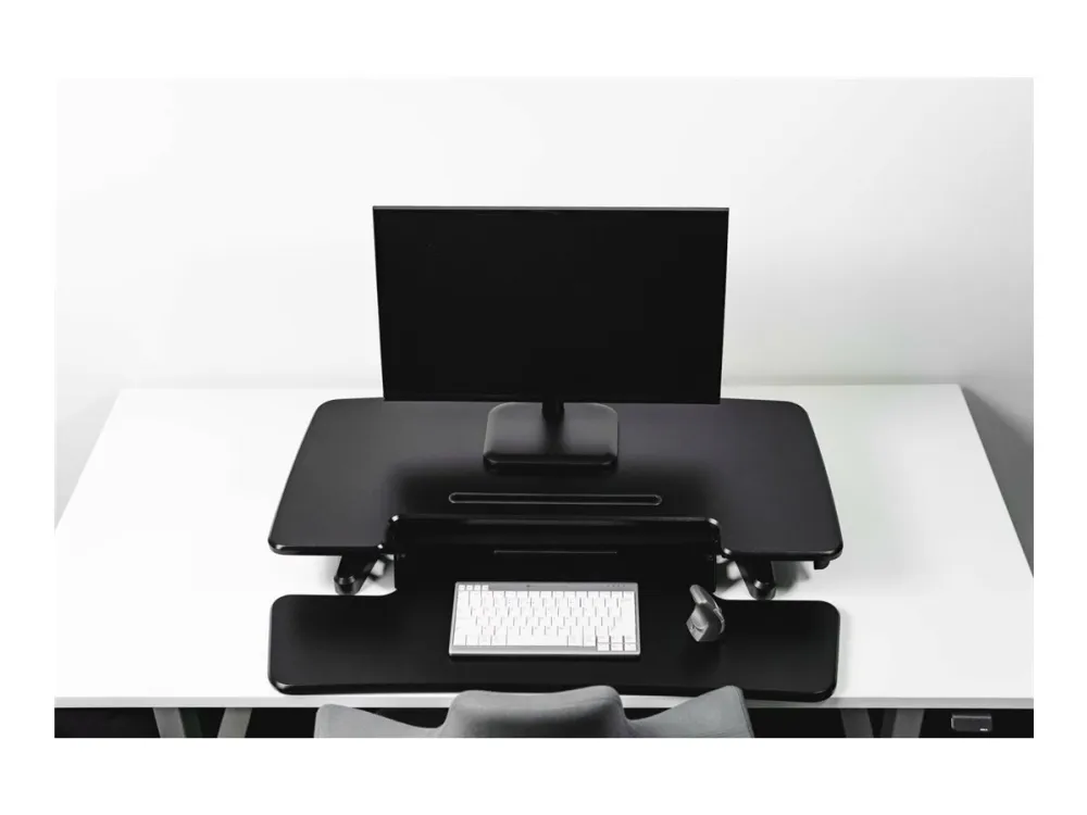 Bakker Elkhuizen Adjustable Sit-Stand Desk Riser 2 - Stativ - for LCD-display/PC-udstyr - sort - skrivebordsstander