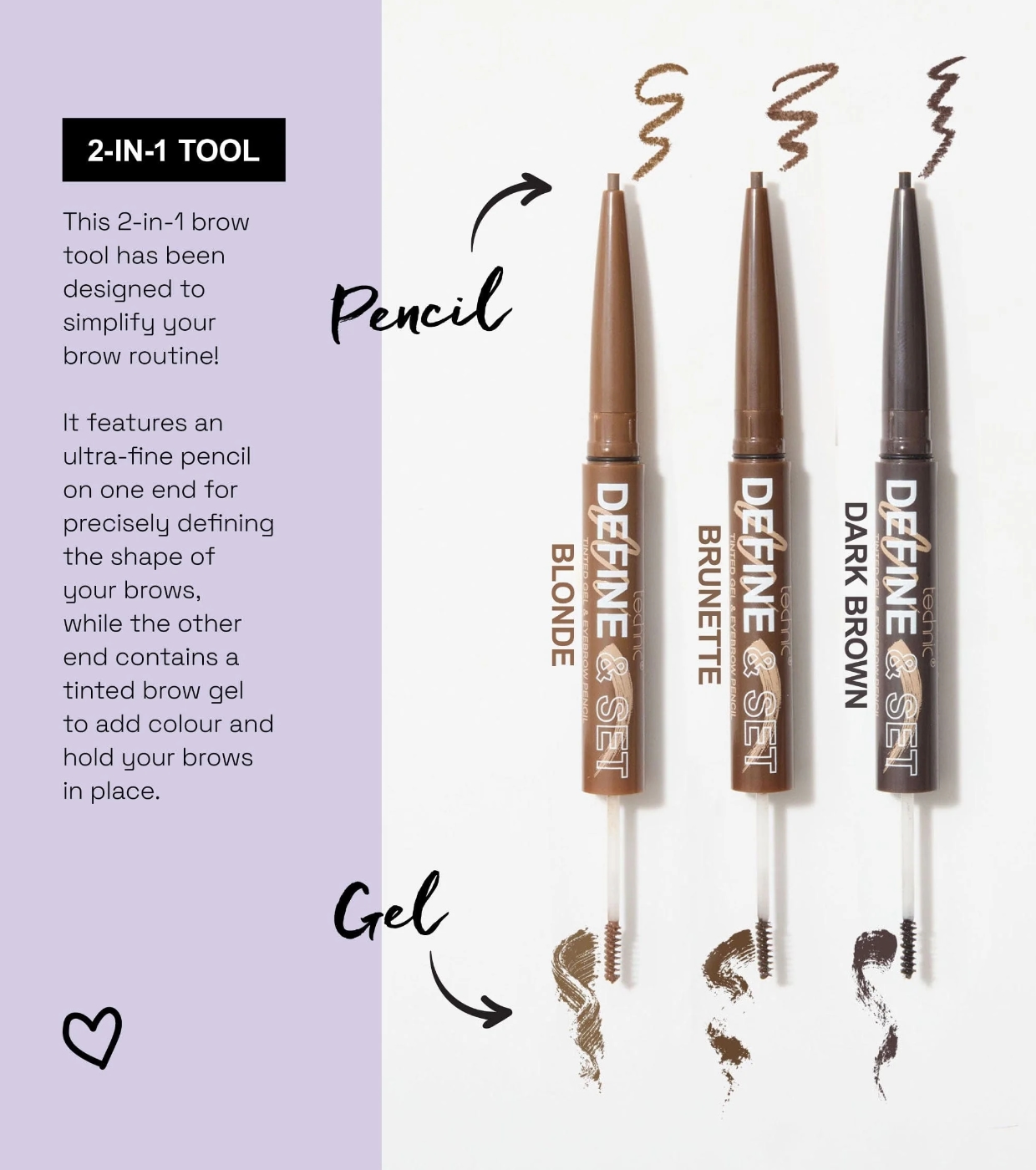 Technic Cosmetics - Lápis de Sobrancelha + Gel Colorido Define & Set - Blonde