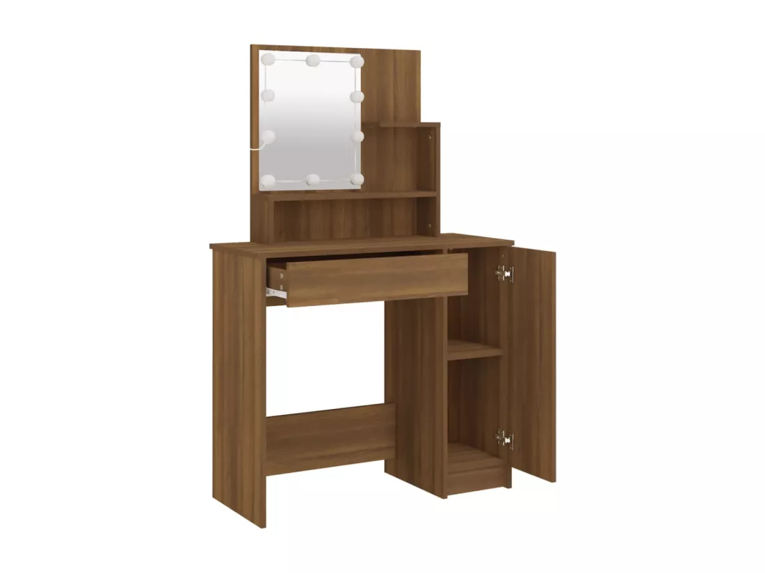 Coiffeuse avec LED Chêne marron 86,5x35x136 cm