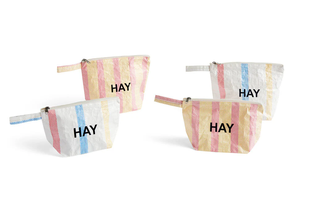 HAY  Candy Stripe toilettaske, Medium - rød/gul