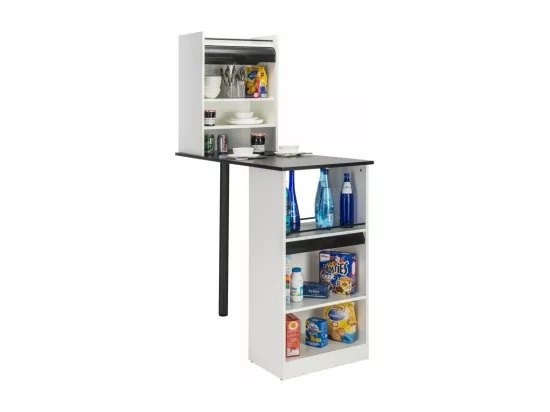 Table de cuisine et 2 Meubles de rangement Blancs - Coloris: Noir