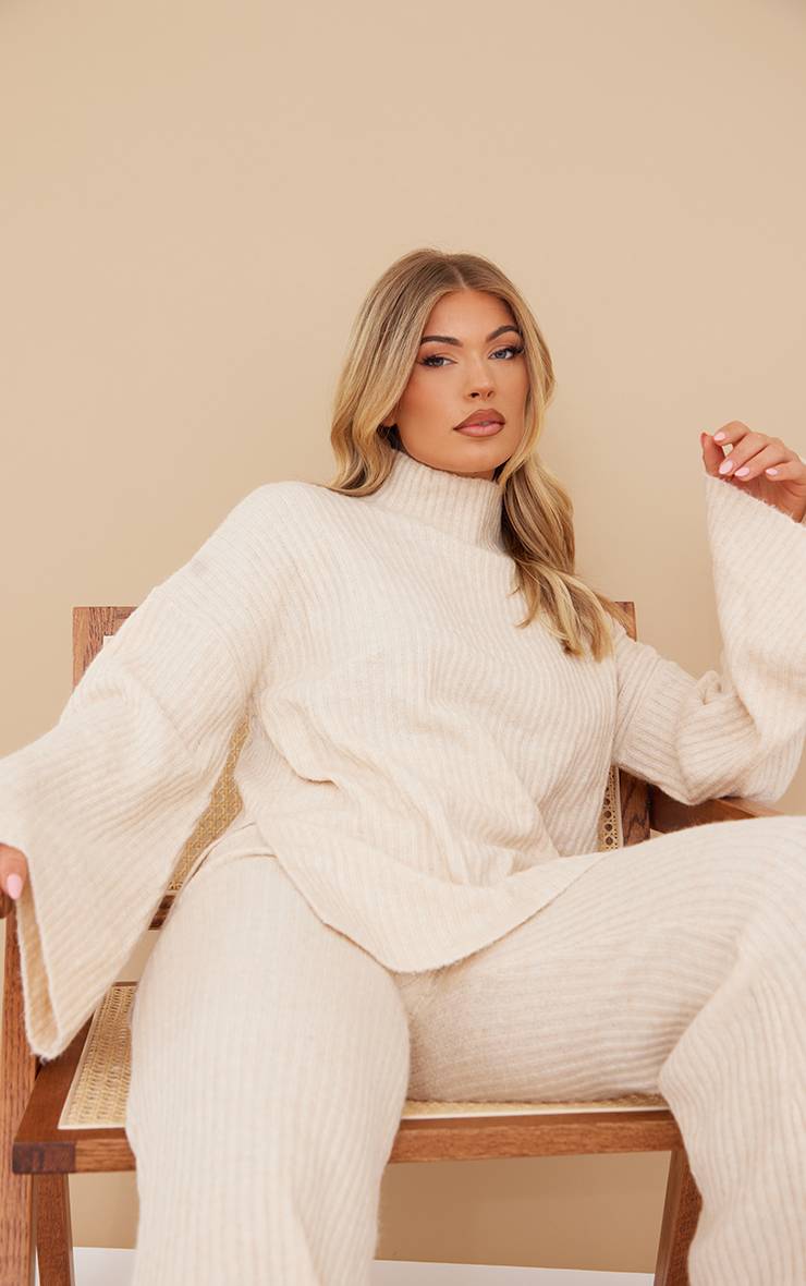 Avoine Synthétiquell Oversize En Maille Côtelée Luxe