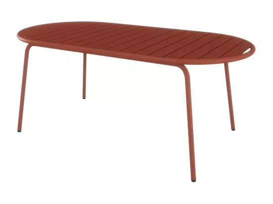 Salle à manger de jardin en métal : une table ovale L.180 cm et 4 chaises - Terracotta - MONTEFARO de MYLIA