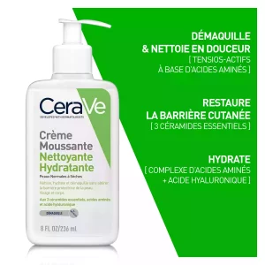 Crème Moussante Nettoyante Hydratante Visage pour les Peaux Normales à Sèches - 236ml