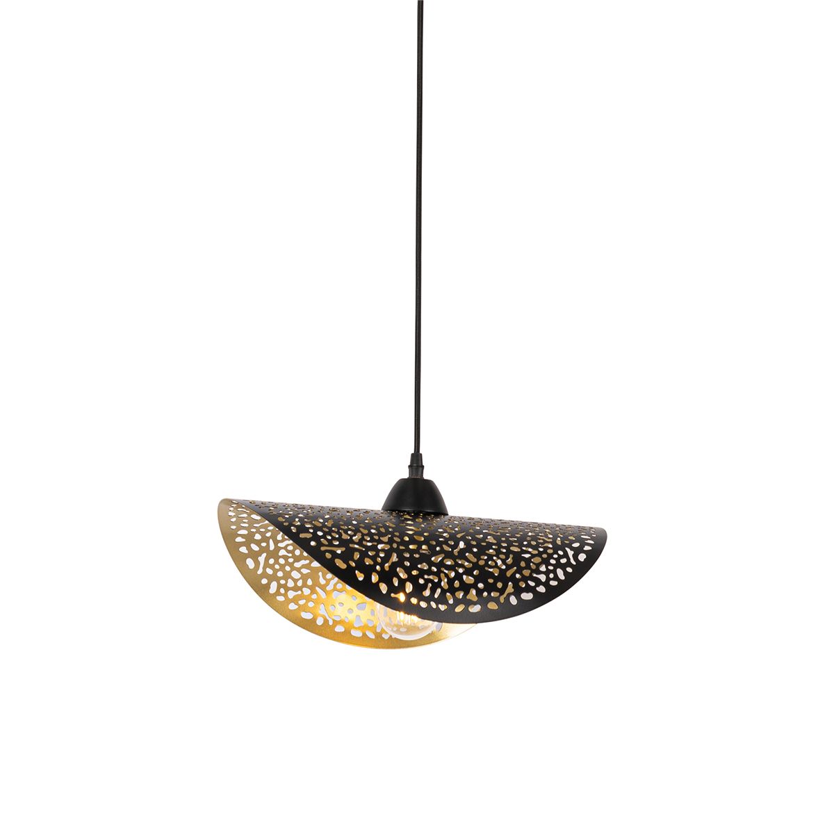 Oosterse hanglamp zwart met goud 35 cm - Japke