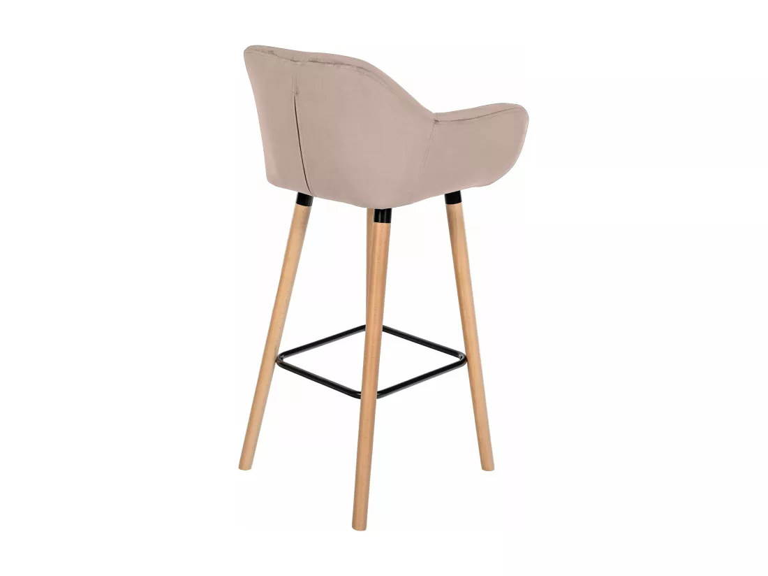 Lot de 2 Tabouret de bar - Velours - Gris clair - Grant