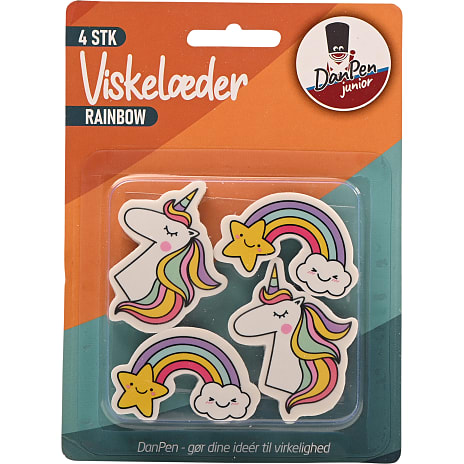 Danpen viskelæder 4-pak - enhjørning