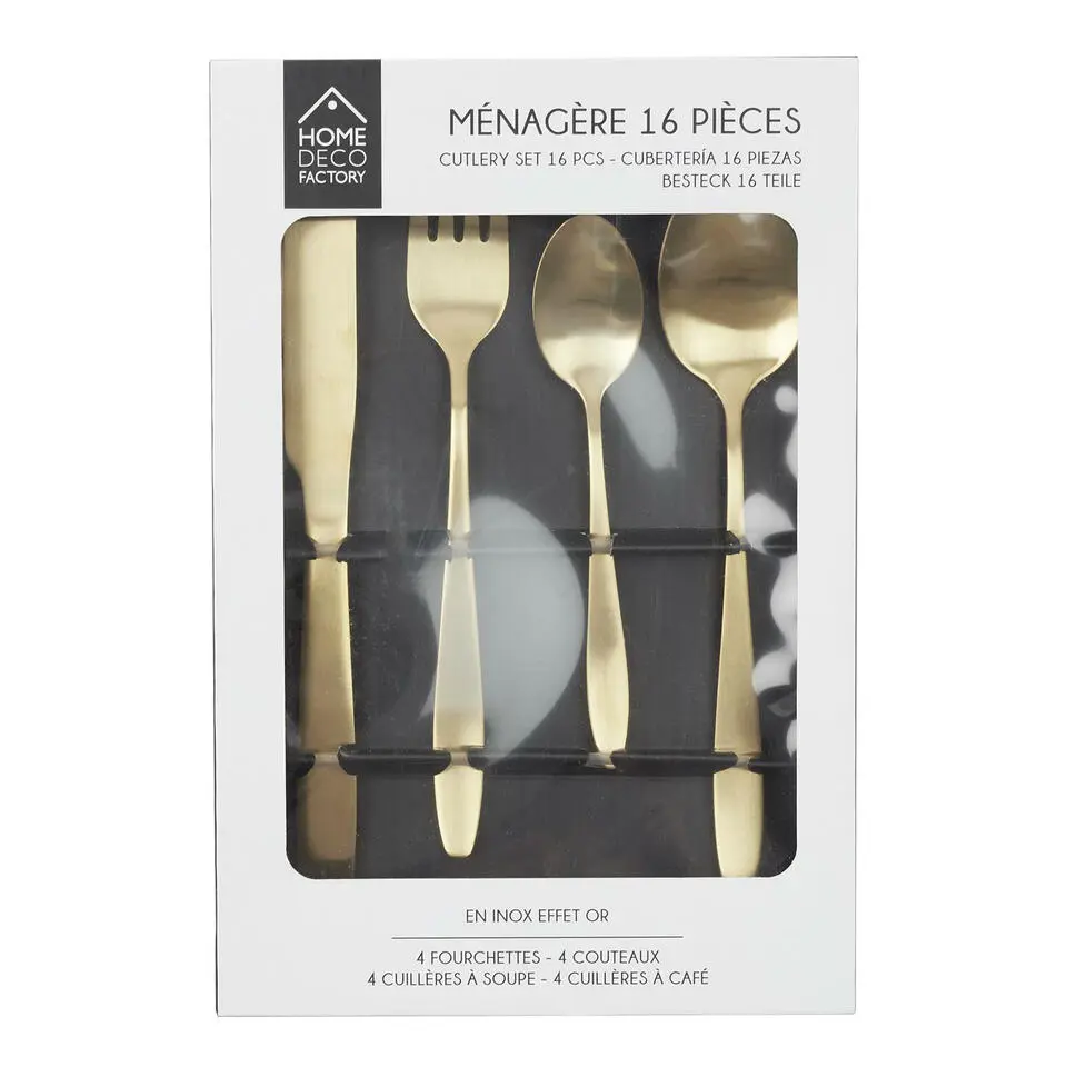 Home Deco Factory Bestekset - 16 delig - goud - RVS - 4 personen