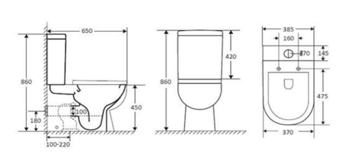 Differnz staand toilet randloos met softclose zitting mat zwart