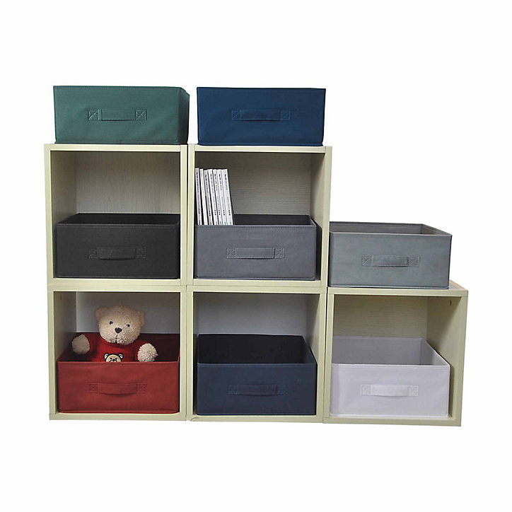 Boîte de rangement rectangulaire en textile Mixxit coloris gris foncé