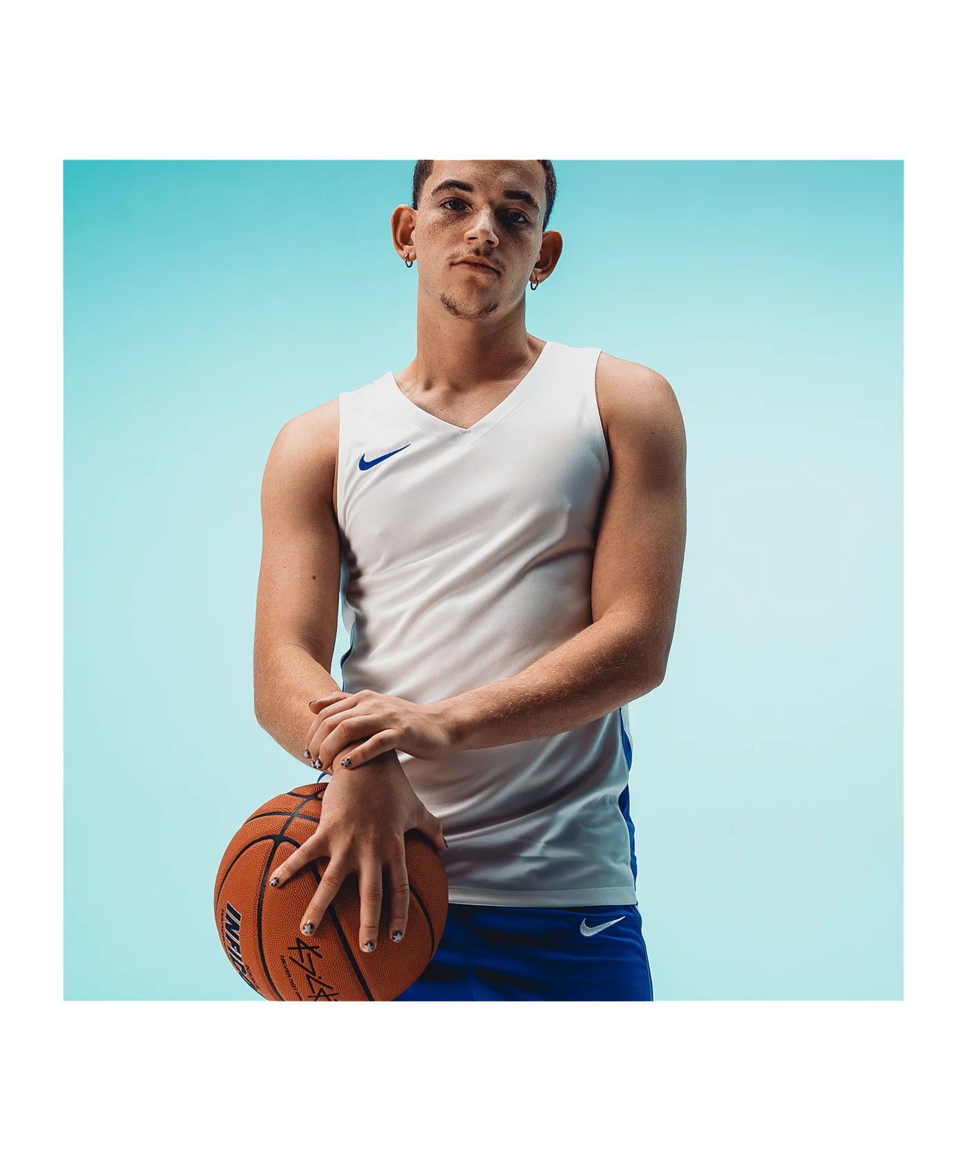 Nike Team Basketball Stock Trikot Weiss Blau F102