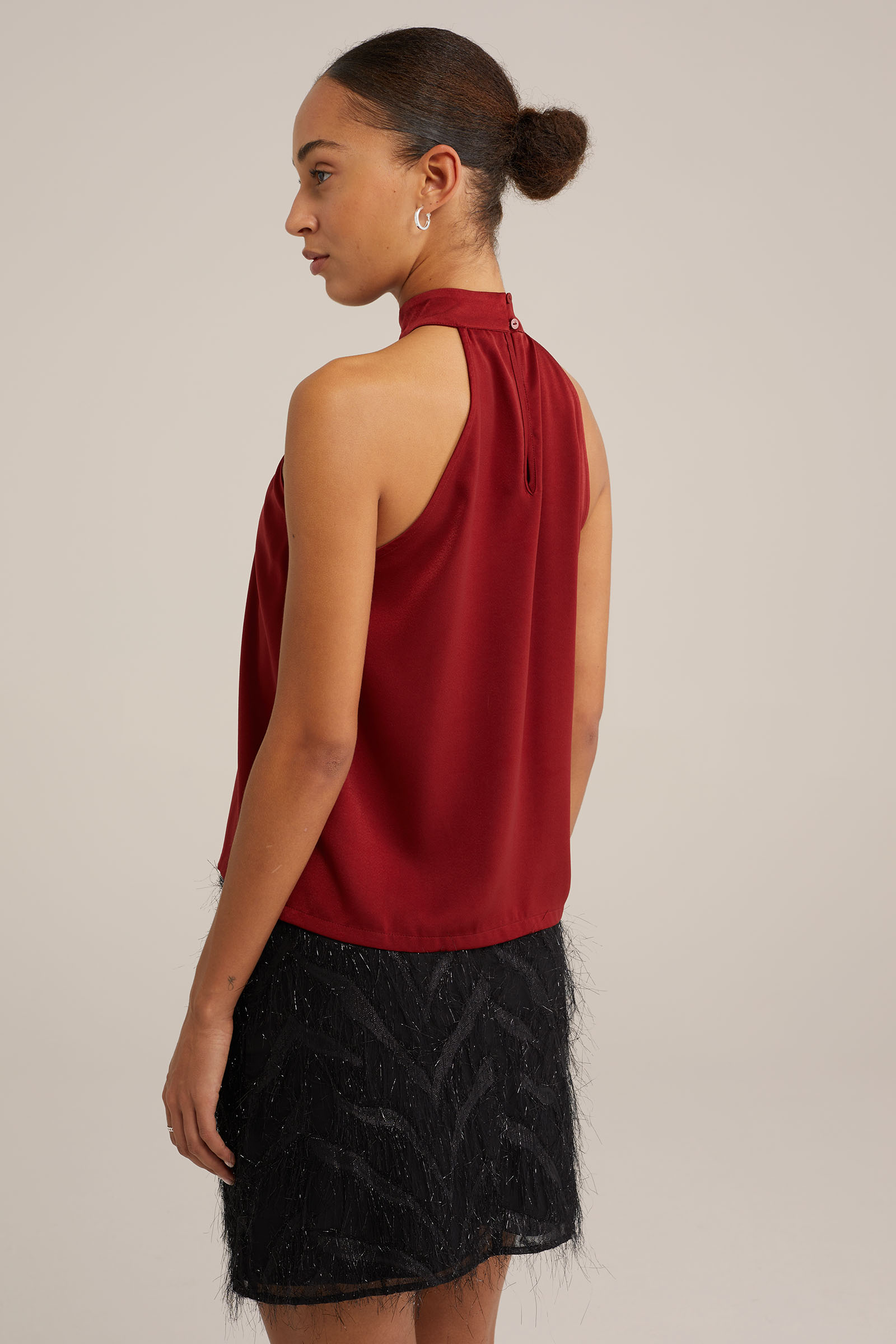 satijnenlook top WE Fashion Donkerrood