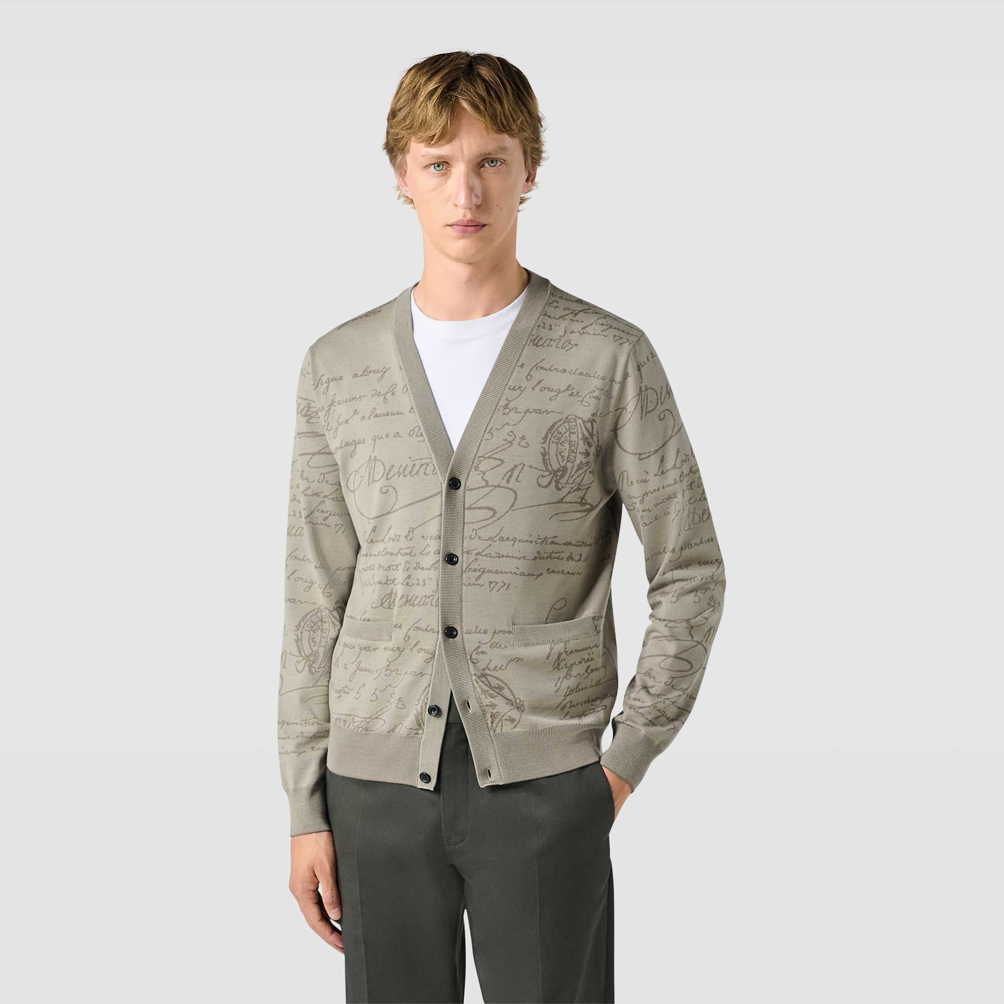 Cardigan En Laine Avec Jacquard Scritto