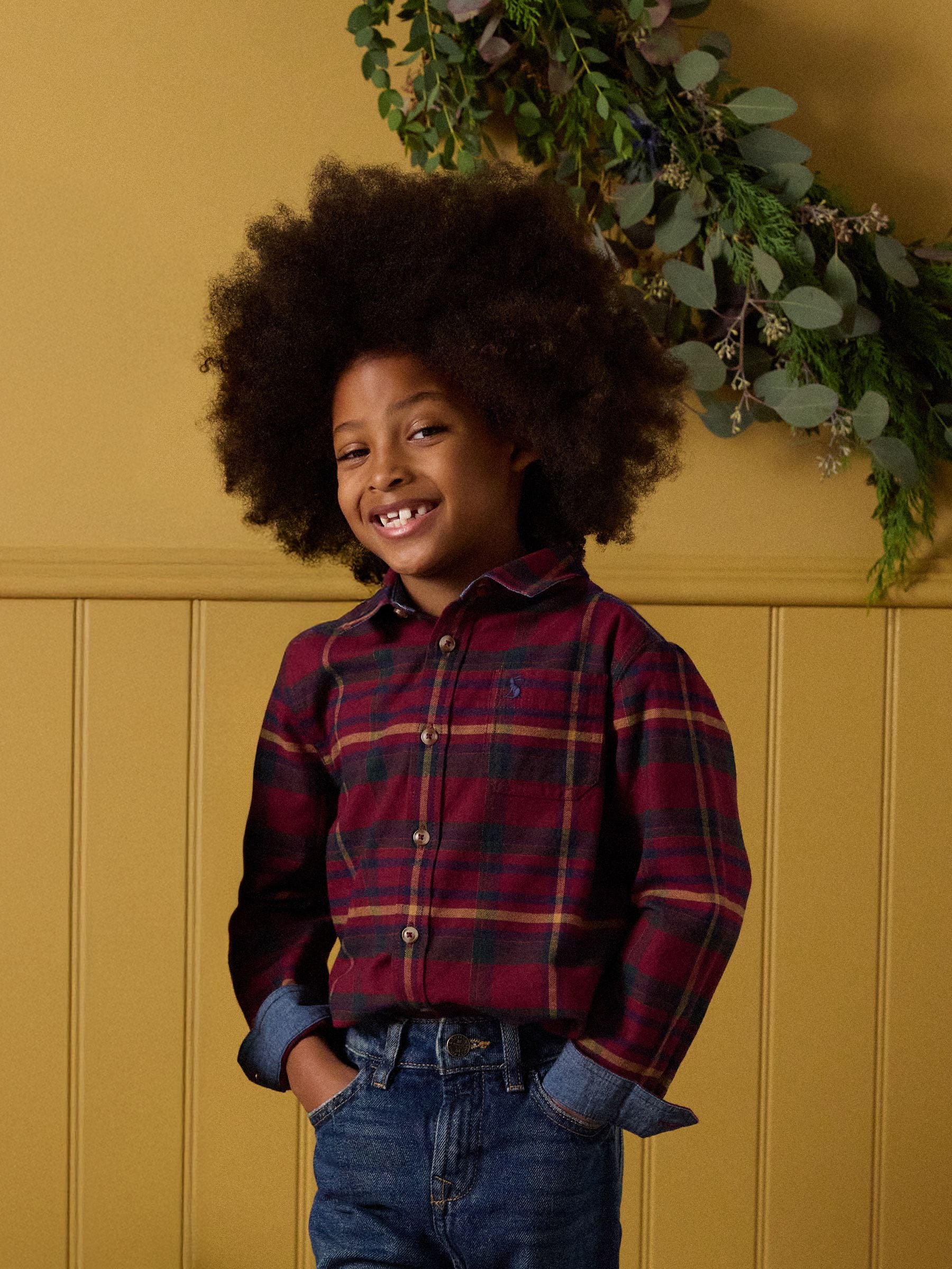 Bordeauxrood - Joules Boys' Brushed Flannel Checked Shirt