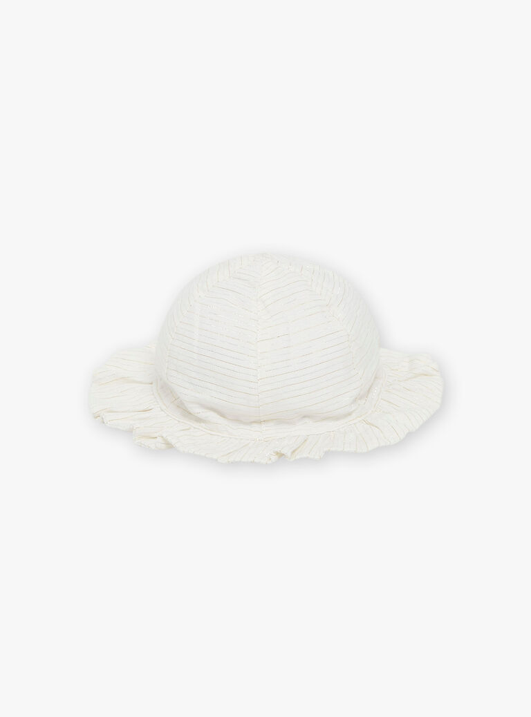 Chapeau ivoire à rayures métallisées