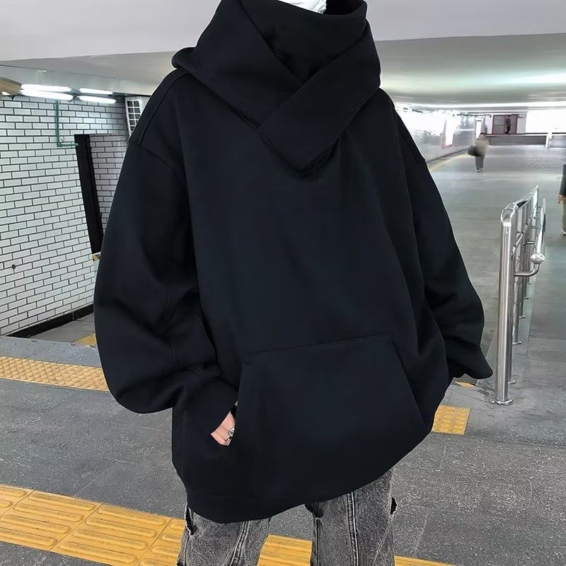 Bay Go Mall - Hoodie met opstaande kraag en effen kleur