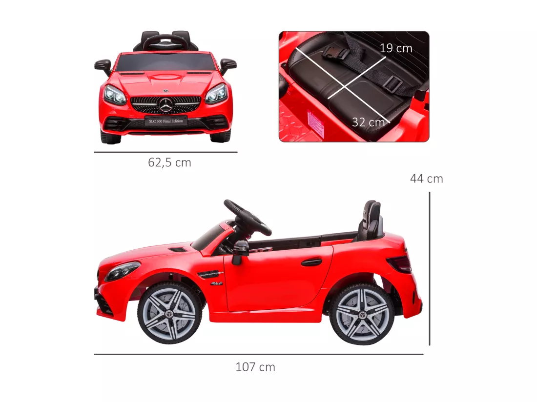 Voiture véhicule électrique enfant 6 V 5 Km/h max. télécommande effets sonores + lumineux Mercedes SLC 300 rouge