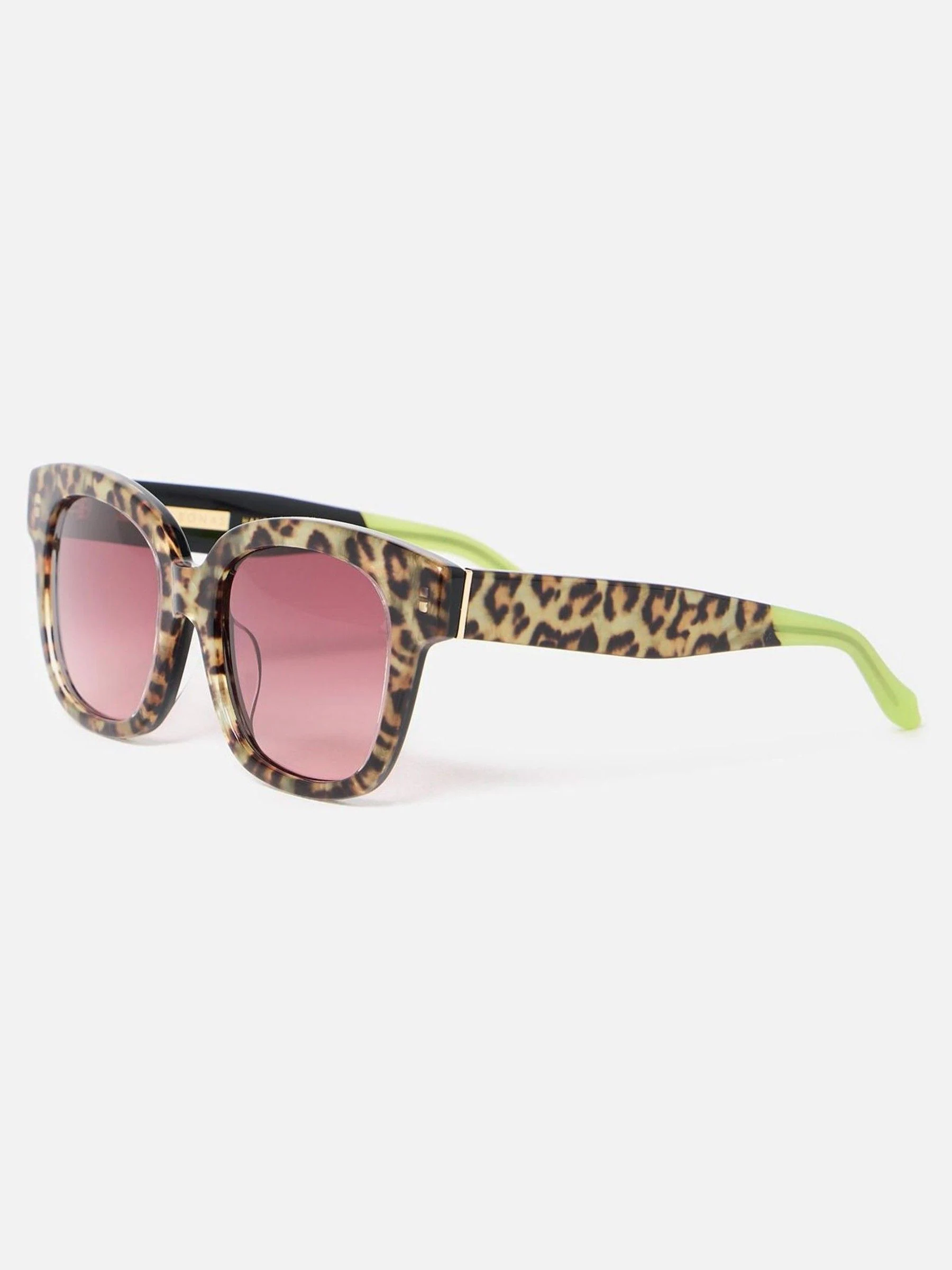 Oliver Bonas Leopard Print Square Acetate Sunglasses
