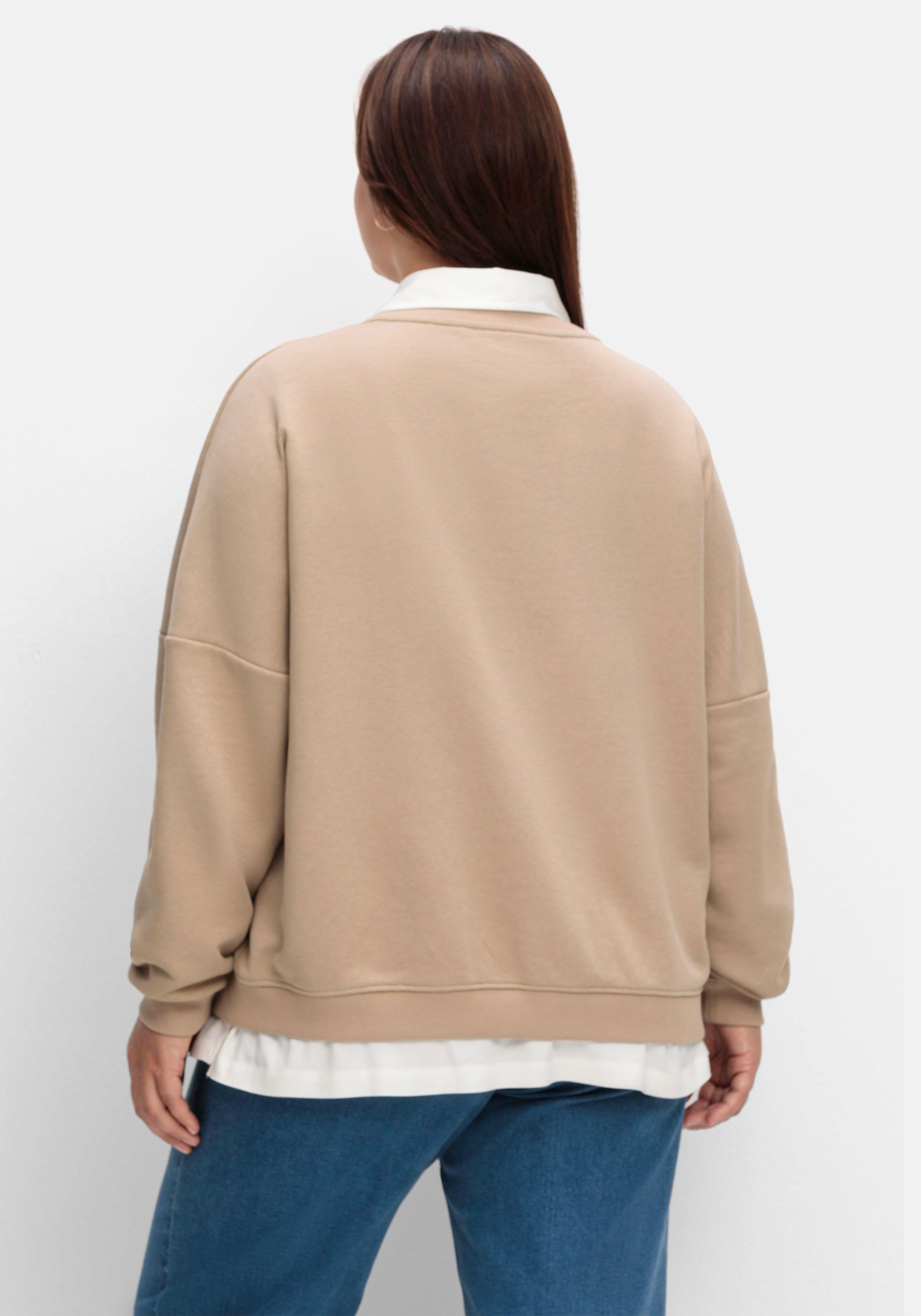 Sweatshirt mit Wordingprint und Strassapplikation