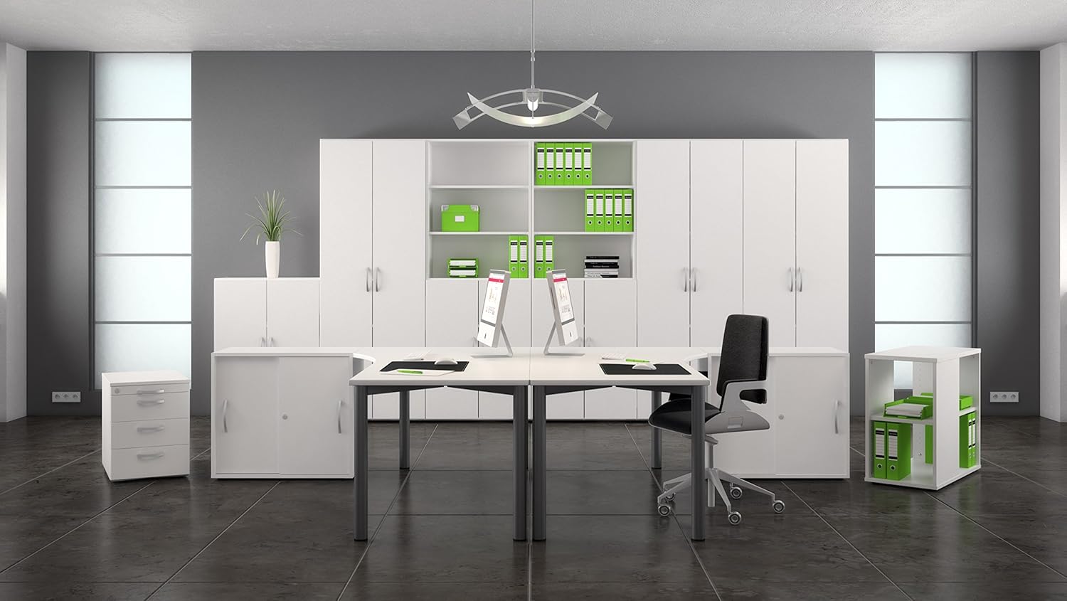 Gera Möbel Schranksystem Flex Schiebetürenschrank, Holzdekor, weiß/weiß, 80 x 42.5 x 79.8 cm