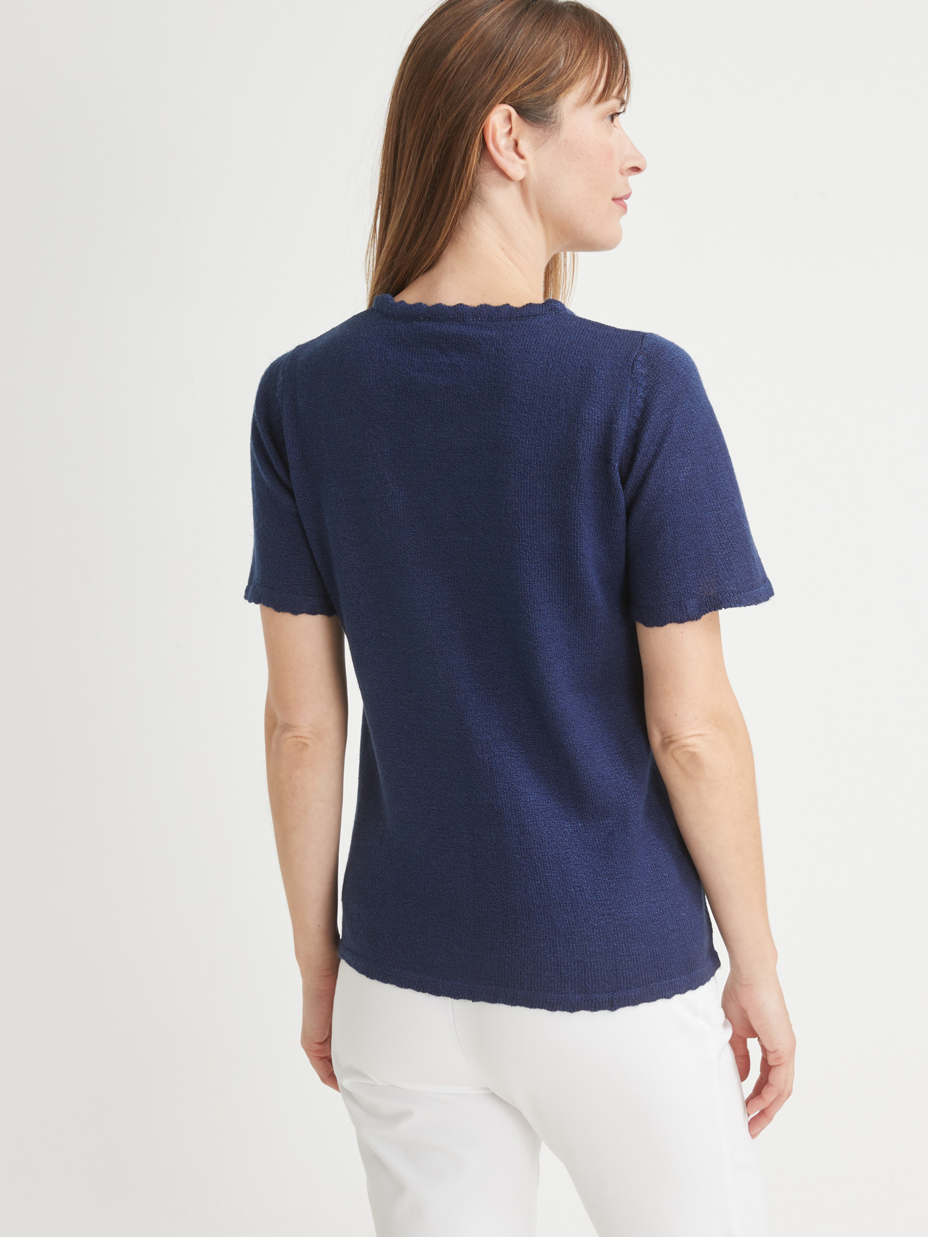 Pull brodé manches courtes