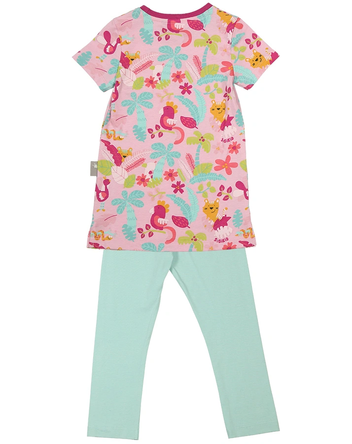 Schlafanzug TROPICAL PARADISE 2-teilig lang in rosa/mint